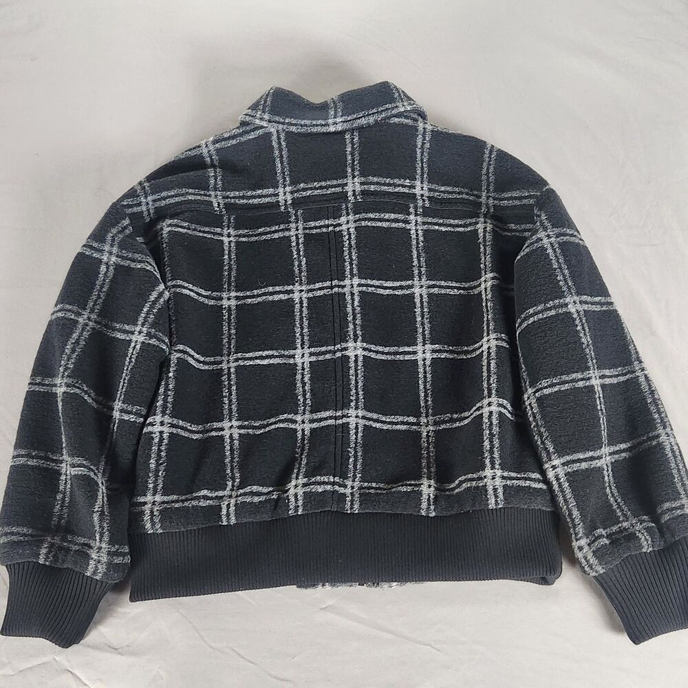 Universal Thread Women's M Plaid Knit Bomber Jacket Zip Front Lined Black NWT - Picture 3 of 10